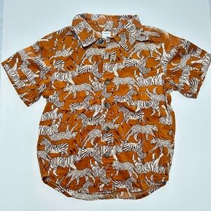 Old Navy Kids Button Down Shirt - Brown and White Animal Print